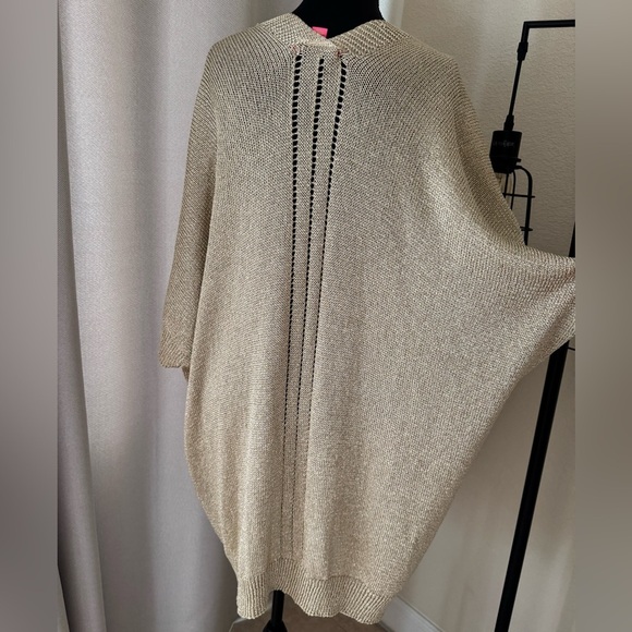 Lilly Pulitzer Women’s Medium Gold Metallic Open Cardigan - Picture 7 of 9